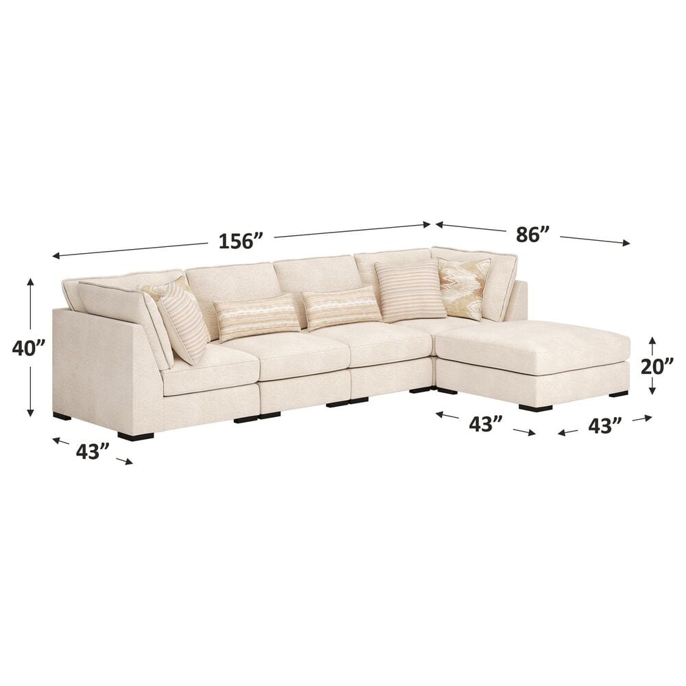 Ashley Donelson Creek 5-Piece Stationary Reversible Sectional in Vanilla, , large