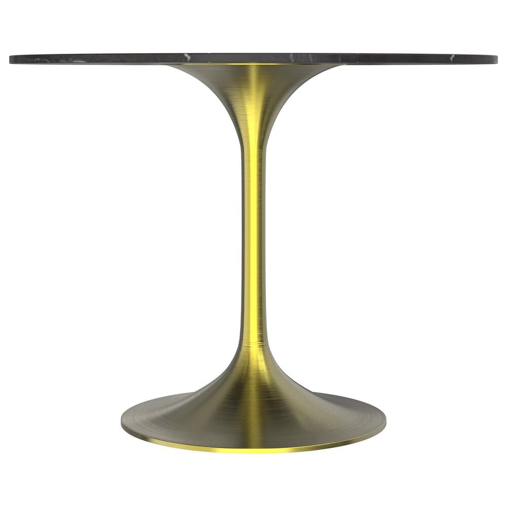 Leisuremod LeisureMod Verve Collection 36 Round Dining Table, Brushed Gold Base with Sintered Stone Black Top, , large