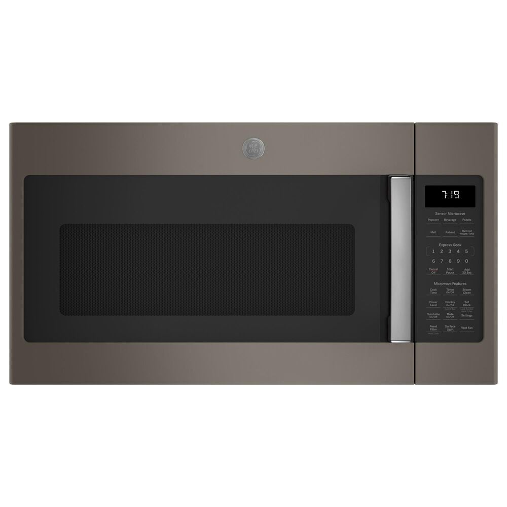 GE Appliances 2-Piece Kitchen Package with 5.3 Cu. Ft. Slide-In Front Control Electric Range and 1.9 Cu. Ft. Over-The-Range Microwave in Fingerprint Resistant Slate and Black, , large