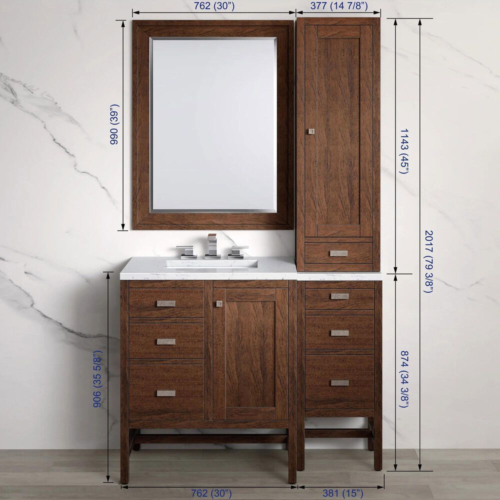 James Martin Vanities Addison 12" Petite Right Tower Hutch in Mid Century Acacia, , large