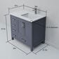 Lexora Home Jacques 36" Right Offset Single Bathroom Vanity in Dark Grey with 2 cm White Quartz Top and Rectangular Sink, , large