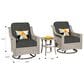 HOMLUX 3-Piece Outdoor Swivel Rocking Chair Set and Side Table in Black, , large