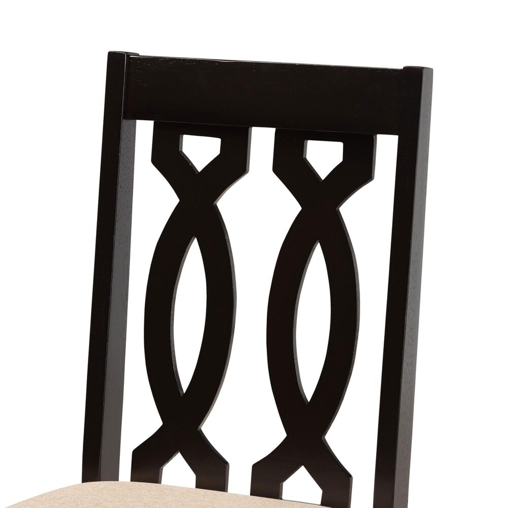 Baxton Studio Cherese Side Chair with Sand Cushion in Dark Brown (Set of 2), , large