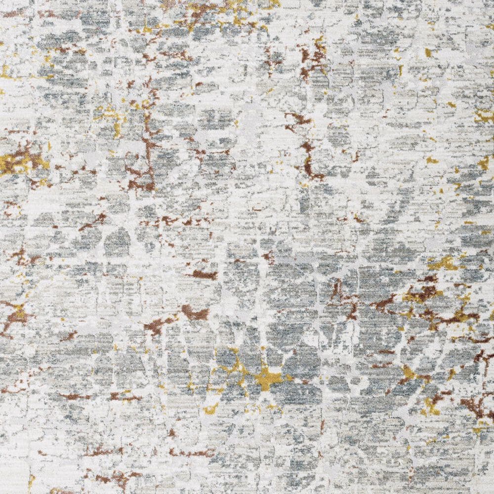 Surya Dresden White, Gray, Medium Gray, Light Slate, Mustard and Rust 2'7" x 10' Runner, , large