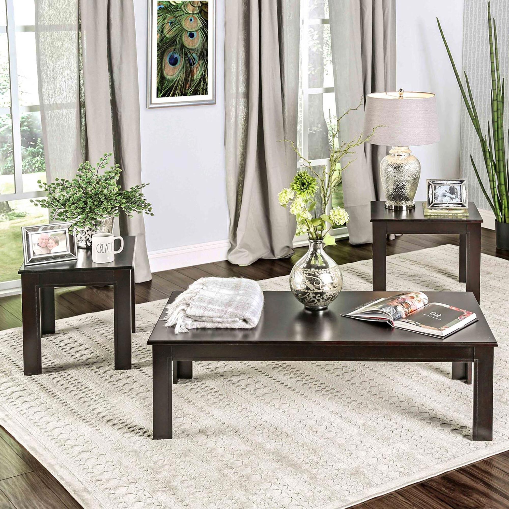 Furniture of America Vogel Coffee Table Set in Black Set of 3 NFM