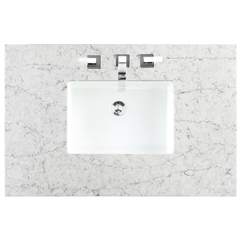 James Martin Vanities Breckenridge 36&quot; Single Vanity in Whitewashed Oak with 3 cm Eternal Jasmine Pearl Quartz Top, , large