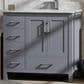 Lexora Home Jacques 36" Right Offset Single Bathroom Vanity in Dark Grey with 2 cm White Carrara Marble Top and Rectangular Sink, , large