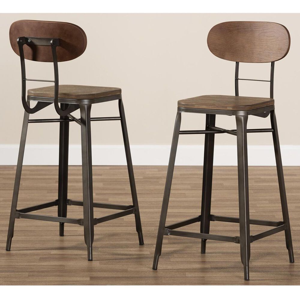 Baxton Studio Varek Stackable Counter Stools in Bamboo/Rust (Set of 2), , large