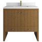 James Martin Hudson 36" Single Bathroom Vanity in Honey Oak with Single Hole 3 cm White Zeus Silestone Top and Rectangular Sink, , large
