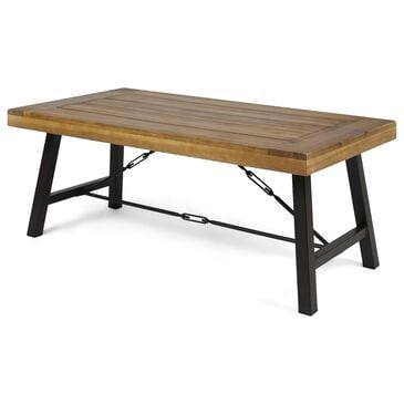 Hearth and Haven Acacia Wood Patio Coffee Table in Teak, Brown and Black, , large