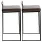 Lumisource Fuji Stackable Counter Stool with Brown Faux Leather Cushion in Black (Set of 2), , large