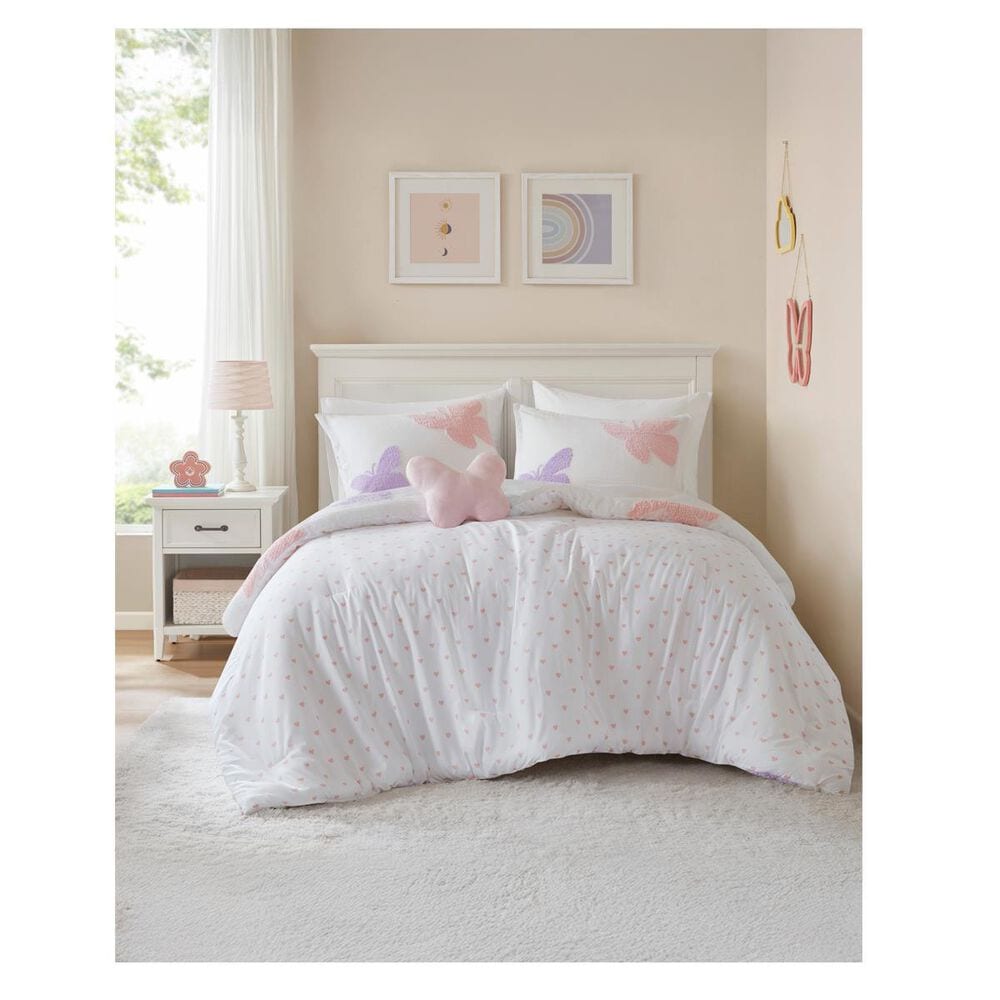 Hampton Park Rio 4-Piece Full/Queen Comforter Set in Purple, Blush Pink and Bright White, , large