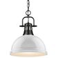 Golden Lighting Duncan 1-Light Pendant with Chain in Matte Black and Glossy White, , large