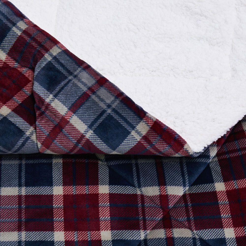 Pem America Truly Soft Cuddle Warmth 3-Piece King Comforter Set in Blue to Red Plaid, , large