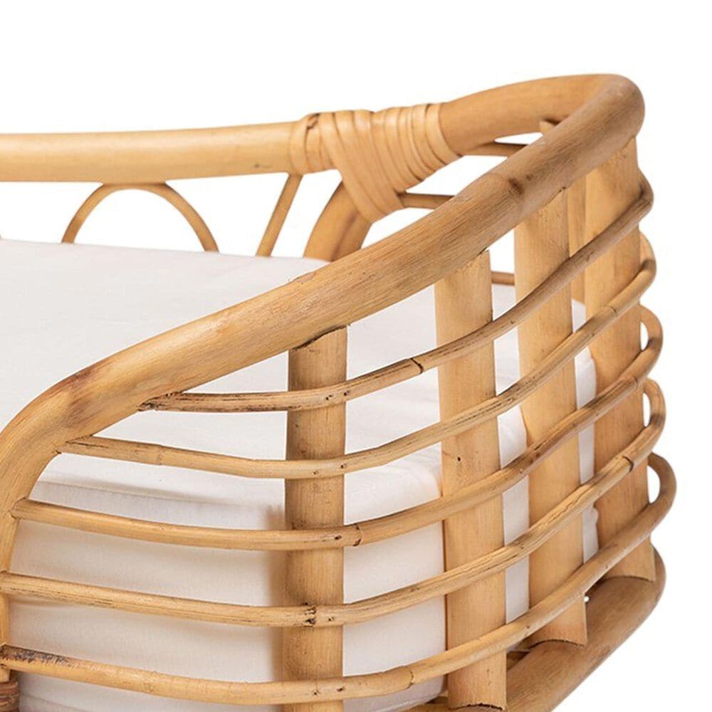 Baxton Studio Malino Rattan Pet Bed with Cushion in Natural Brown, , large