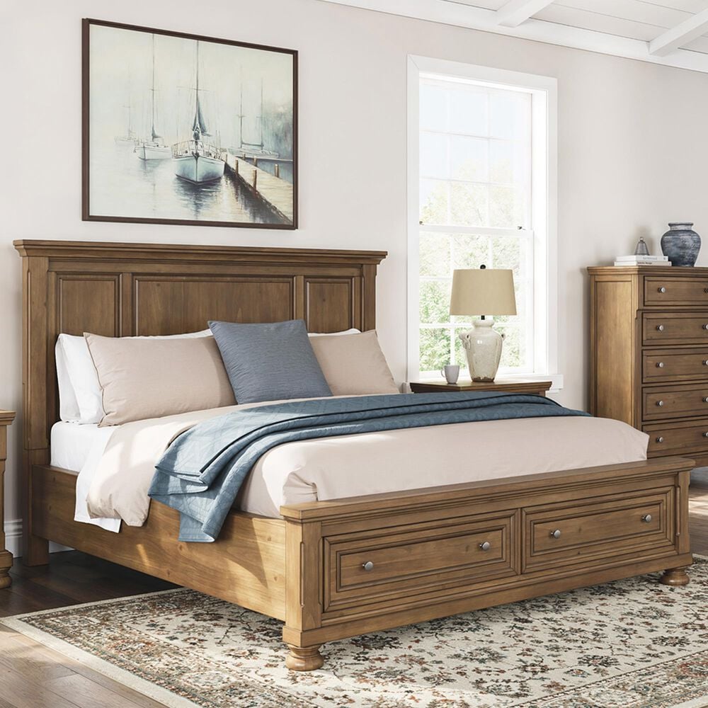 Ashley Feddinger California King Panel Storage Bed in Chestnut Brown, , large