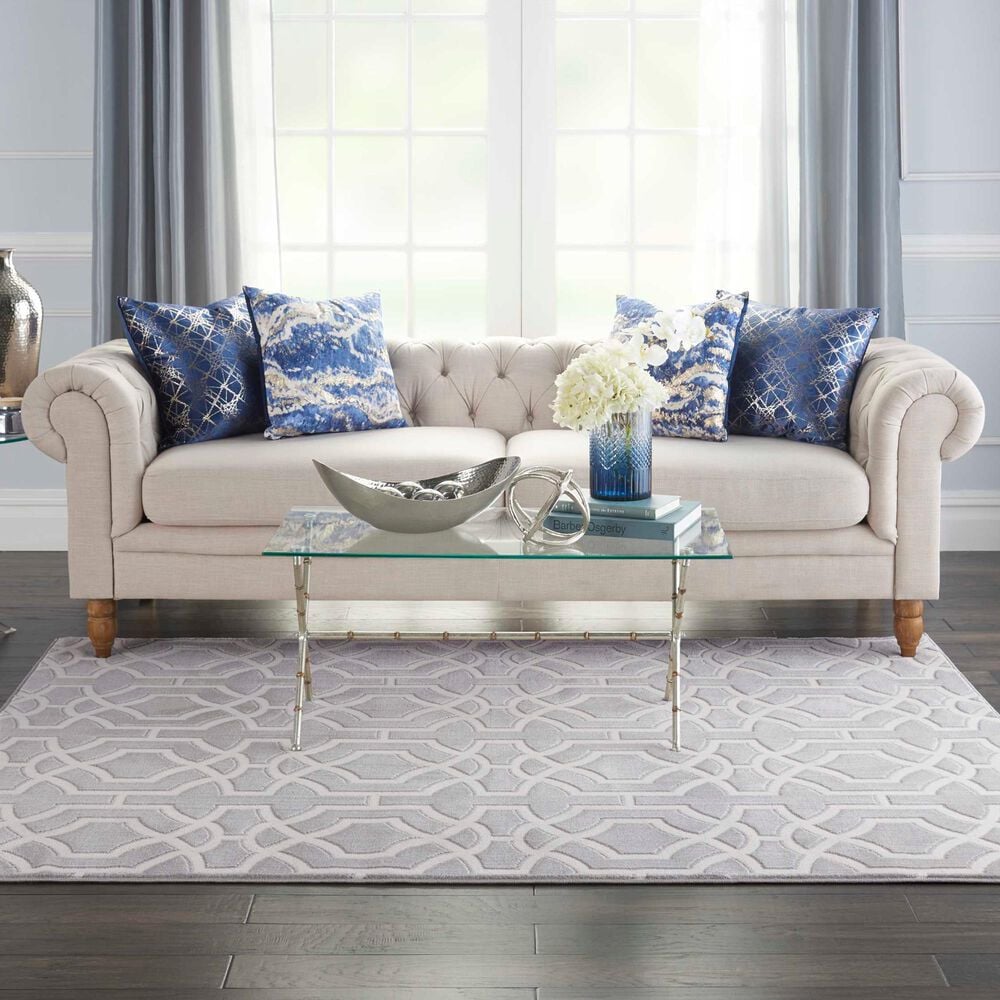 Nourison Joli 5&#39;3&quot; x 7&#39;3&quot; Grey and White Area Rug, , large