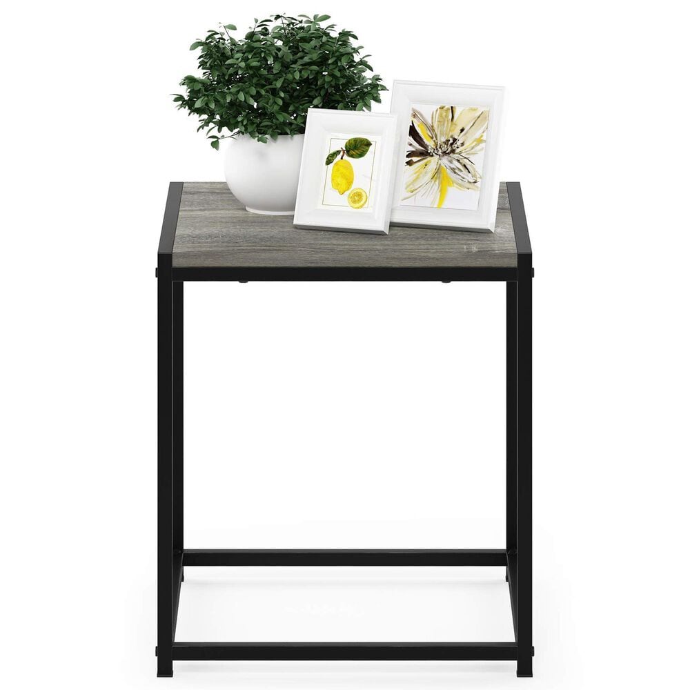 HOMLUX 1-Tier End Table in French Oak Grey and Black, , large