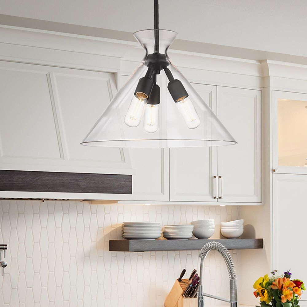 Golden Lighting Malta 3-Light Pendant in Matte Black, , large