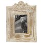 Maple and Jade Vintage Hand-Carved Flower Photo Frame in Whitewashed and Natural Brown, , large