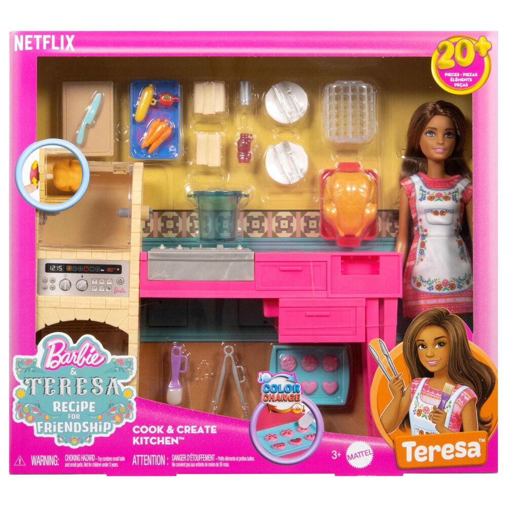 Barbie Recipe for Friendship Teresa Doll Kitchen Playset in Multicolor, , large