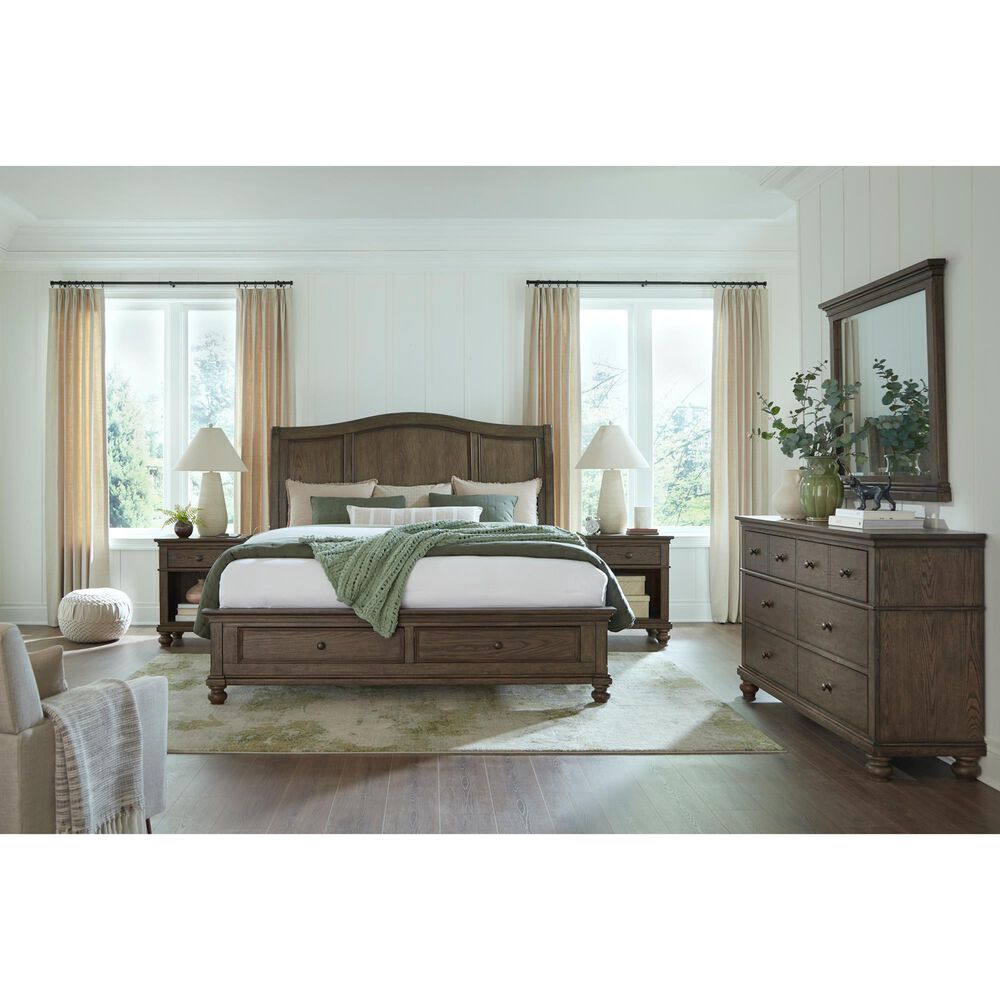 Riva Ridge Oxford 3-Piece King Sleigh Storage Bedroom Set in Cocoa with USB Ports, , large