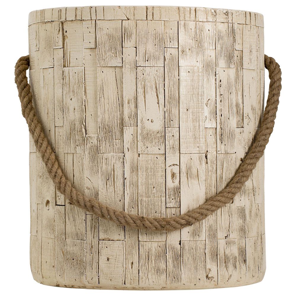 Hearth and Haven Outdoor Side Table with Braided Cord Design in Wood Brown, , large