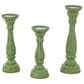 Maple and Jade Turned Pillar Decorative Candle Holder in Distressed Green and Brown (Set of 3), , large