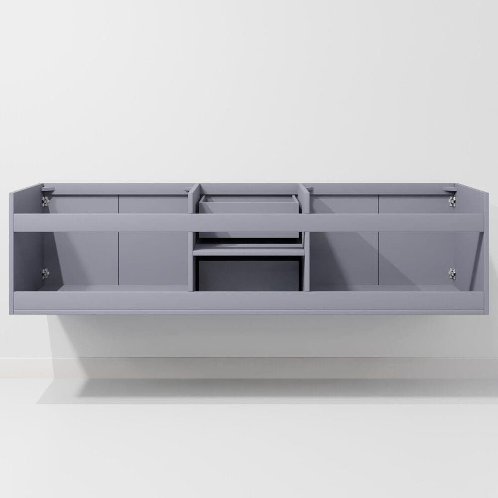 Lexora Home Geneva 72" Double Bathroom Vanity in Dark Grey with 2 cm White Carrara Marble Top and Rectangular Sinks, , large