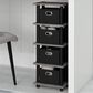 HOMLUX 5-Tier Tall Corner Open Bookshelf with 4 Storage Bins in French Oak Grey and Black, , large