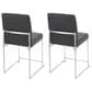 Lumisource Fuji Side Chair with Black Faux Leather Cushion in Brushed Stainless Steel (Set of 2), , large