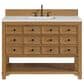 James Martin Malibu 48" Single Bathroom Vanity in Amber Birch with 3 cm Eternal Jasmine Pearl Quartz Top and Rectangular Sink, , large
