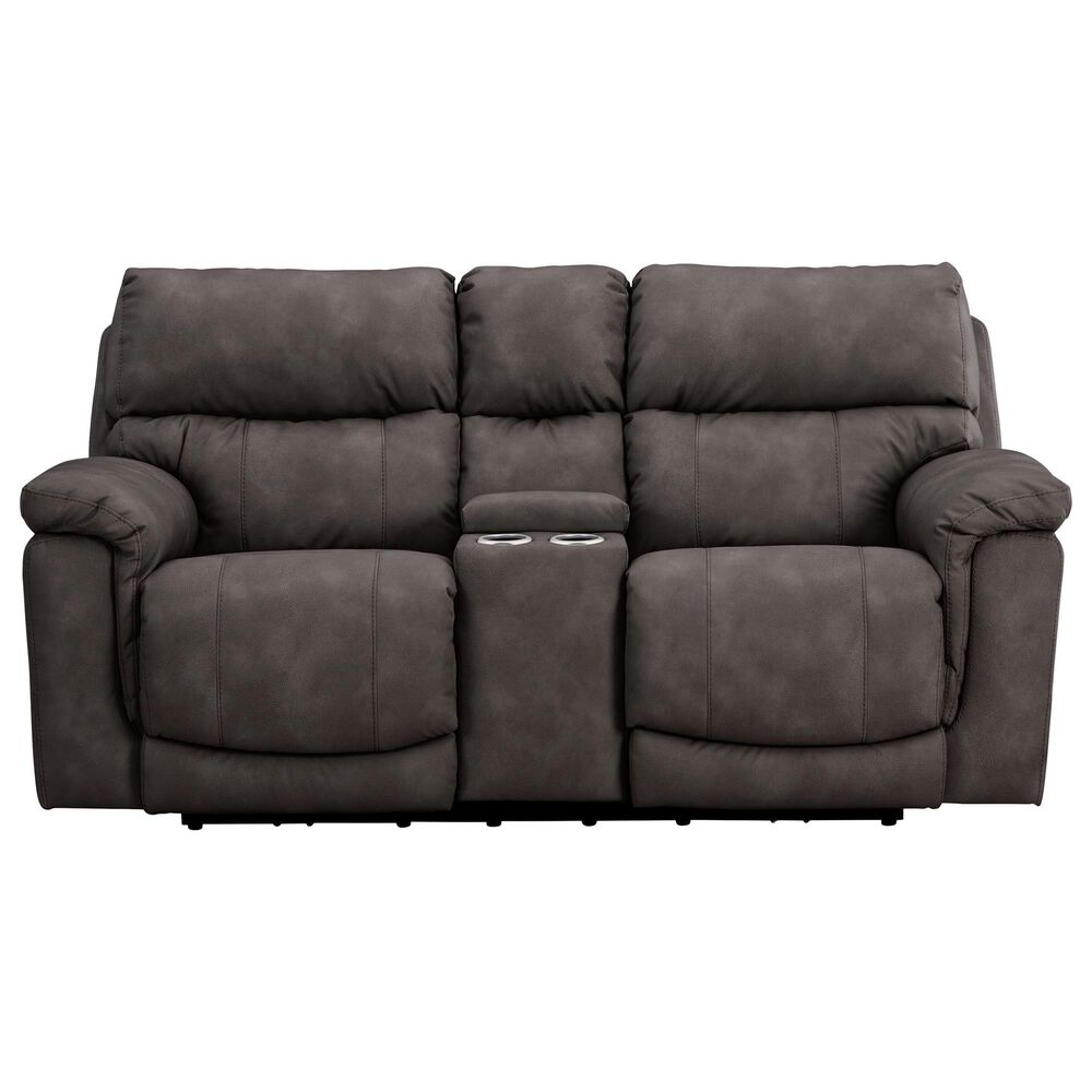 HomeStretch Cosmo Triple Power Loveseat with Console in Omnipotent Pewter, , large