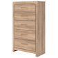 Ashley Kinlanni 5-Drawer Chest in Tan, , large