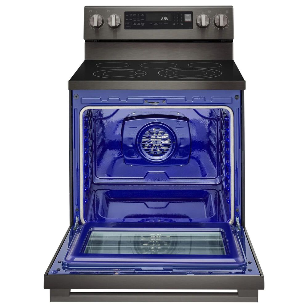 LG 2-Piece Kitchen Package with 6.3 Cu. Ft. Smart Freestanding Electric Range and 2.1 Cu. Ft. Smart Over-the-Range Microwave in Black Stainless Steel, , large