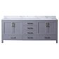 Lexora Home Jacques 80" Double Bathroom Vanity in Dark Grey with 2 cm White Carrara Marble Top and Rectangular Sinks, , large