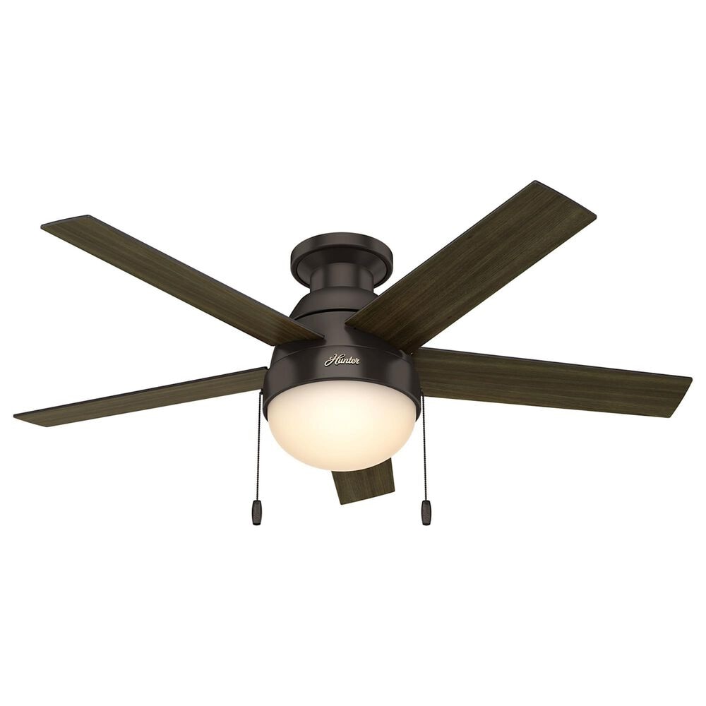 Hunter Anslee Low Profile 46&quot; Ceiling Fan with LED Lights in Premier Bronze, , large