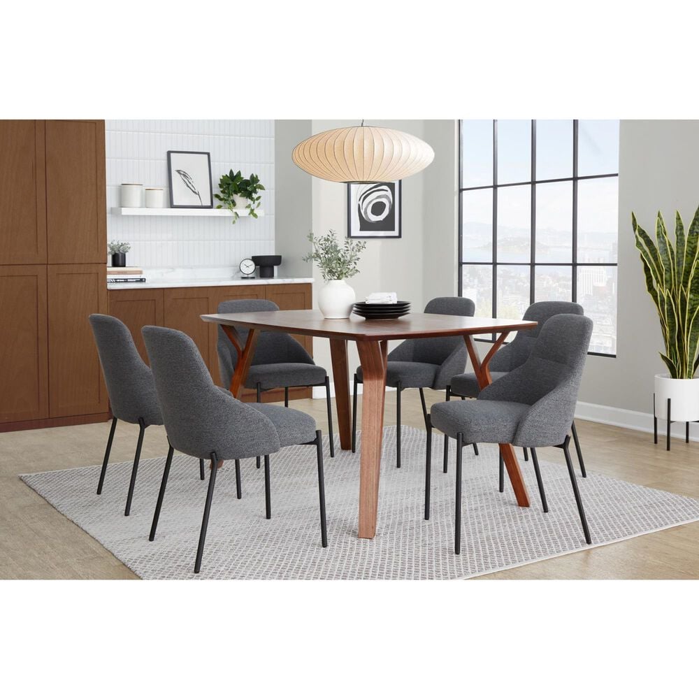 Lumisource York Side Chair with Dark Grey Upholstered in Black &#40;Set of 2&#41;, , large
