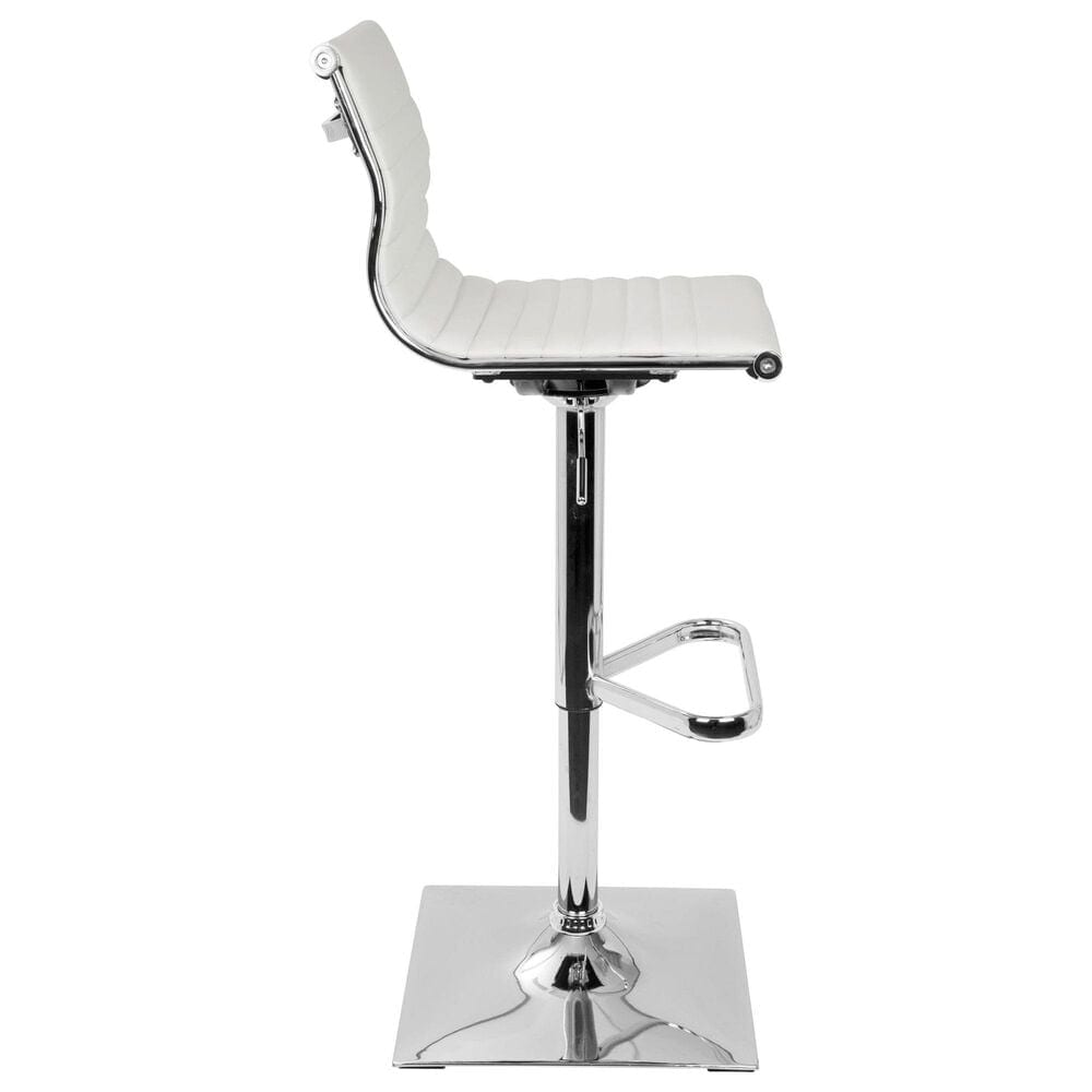 Lumisource Masters Swivel Adjustable Barstool with White Cushion in Chrome, , large