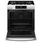 GE Appliances 30" Slide-In Front-Control Convection Gas Range in White, , large