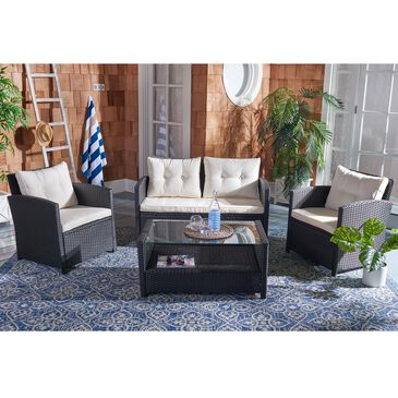 Safavieh Vellor 4-Piece Patio Living Set in Black/Beige, , large