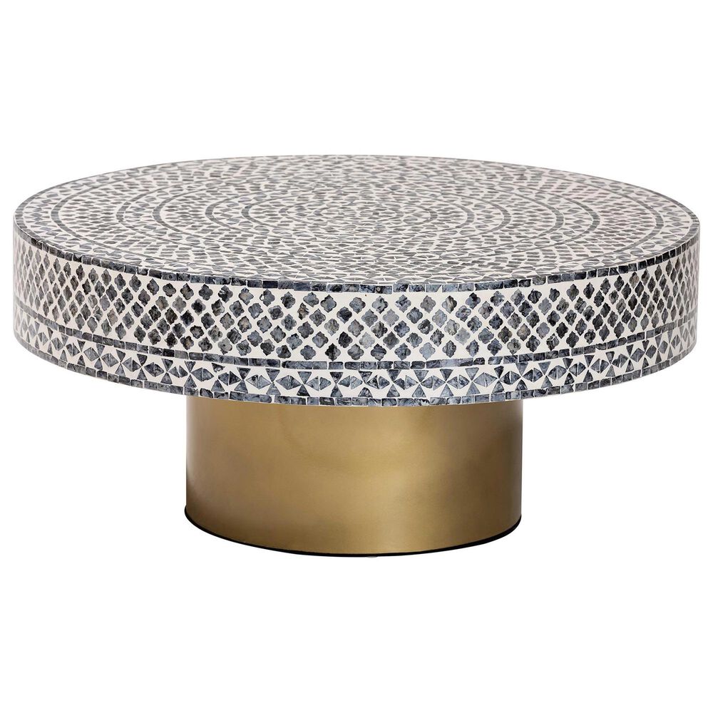 Baxton Studio Idra Coffee Table in Black, White and Gold, , large