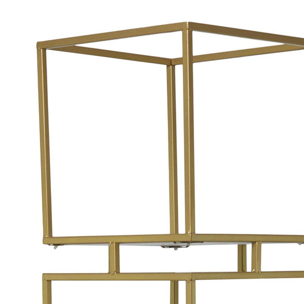 Maple and Jade 4-Shelf Cube Storage Shelving Unit in Satin Gold and White Marble, , large
