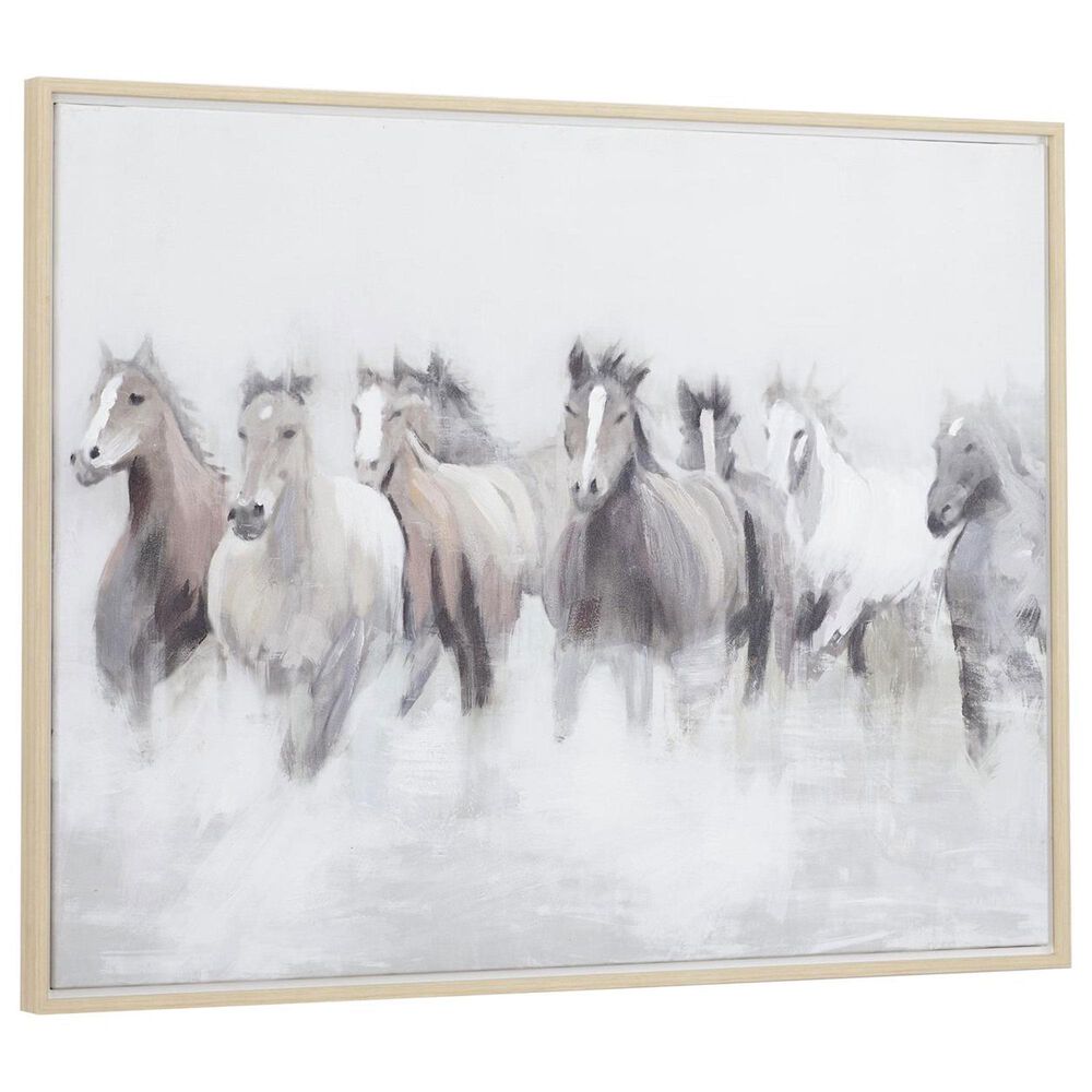 Maple and Jade 40&quot; x 30&quot; Horse Living Room Framed Wall Art in Black, Brown, Gray and White, , large