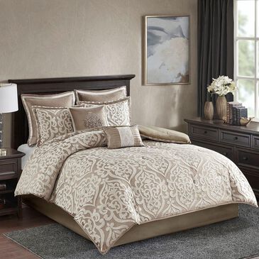 Hampton Park Odette 8-Piece California King Comforter Set in Tan, , large