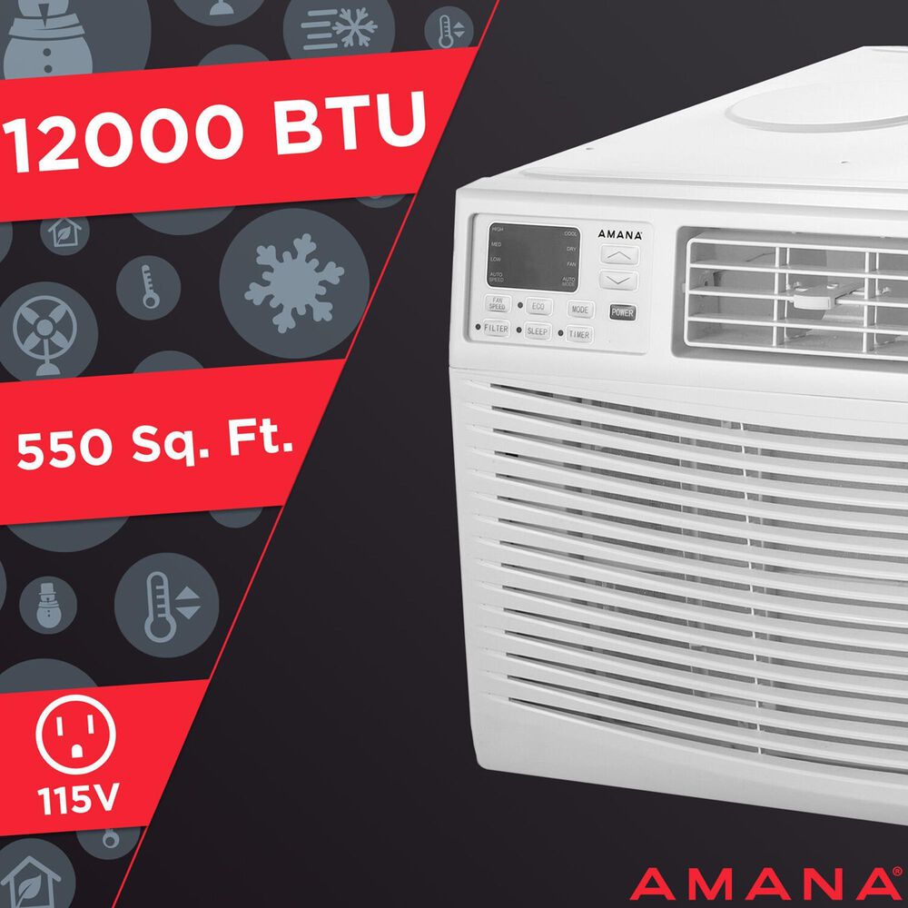 Amana 12000 BTU Window-Mounted Air Conditioner with Remote Control in White, , large