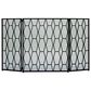 Maple and Jade Geometric Foldable Three Panel Fireplace Screen with Mesh Netting in Matte Black, , large