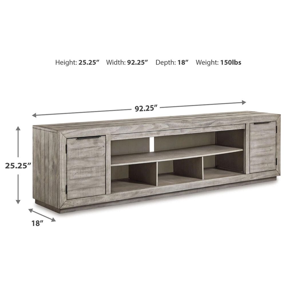 Ashley Naydell 92" XL TV Stand in Weathered Light Gray, , large