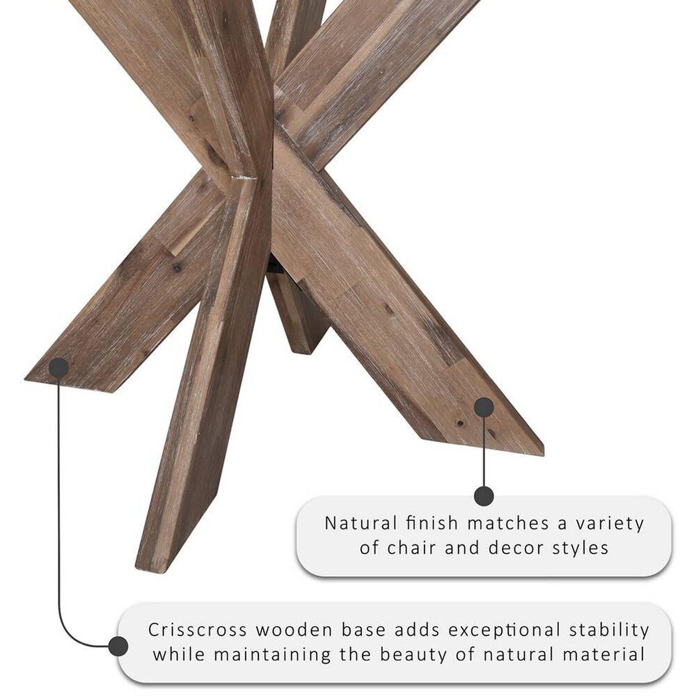 Linon Home Decor Adler X-Base Dining Table with Glass Top in Natural and Clear - Table Only, , large