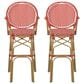 Hearth and Haven Outdoor Wicker French Barstool with Curved Design in Red (Set of 2), , large